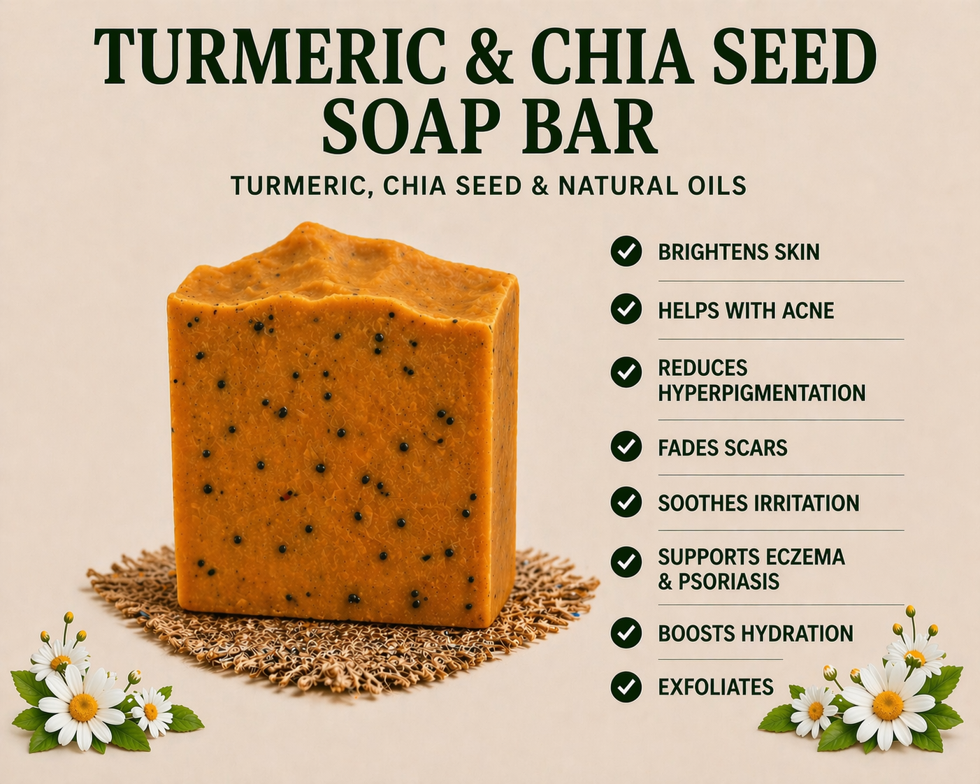 IRIE TURMERIC & CHIA SEED SOAP BAR