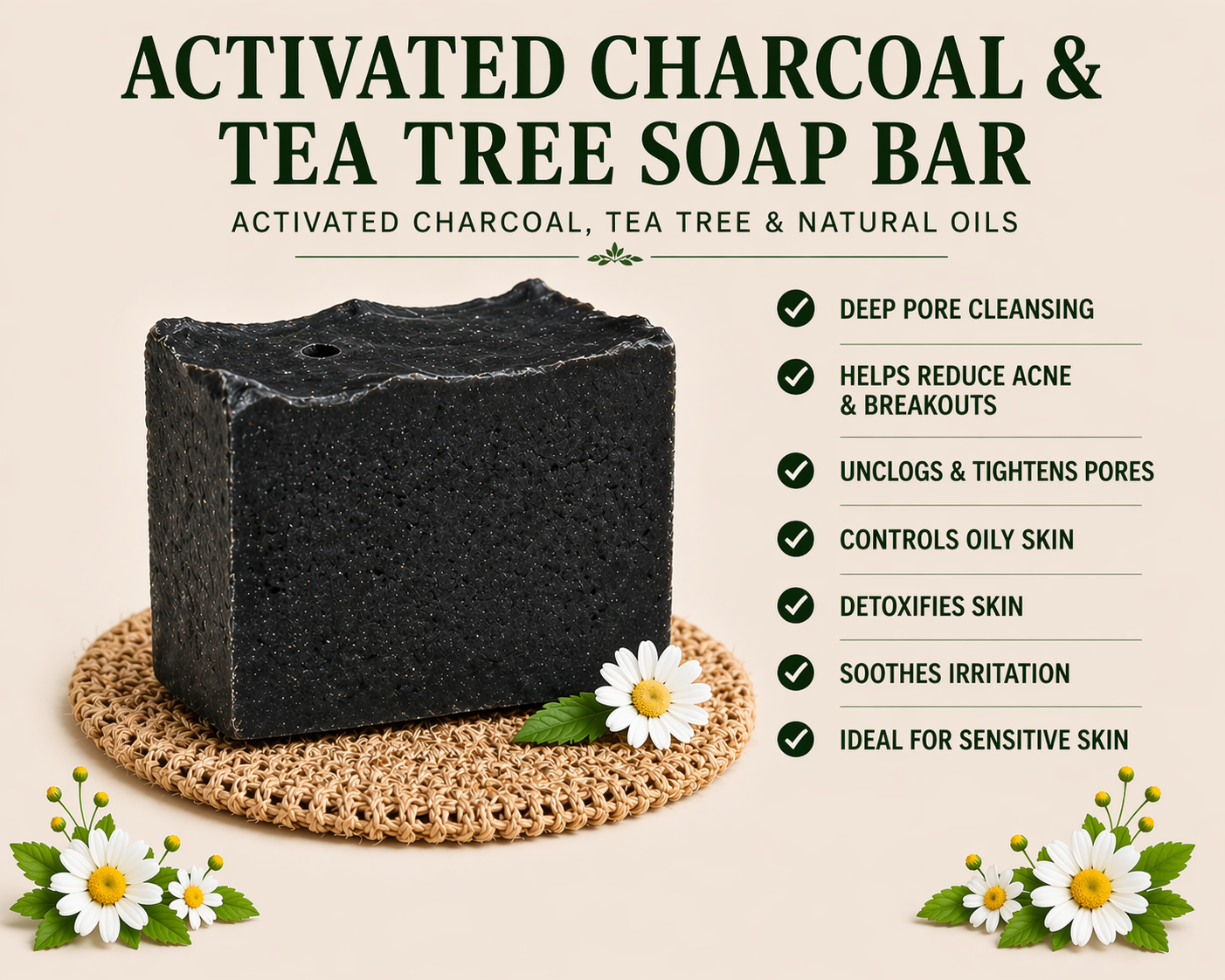 IRIE ACTIVATED CHARCAOL & TEA TREE SOAP BAR